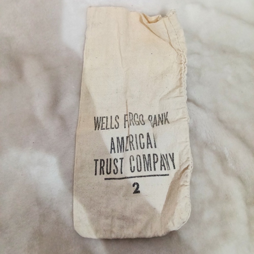 Vintage Wells Fargo Bank American Trust Company Canvas Money Bag 2